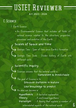USTET Reviewer
A.Y. 2023 - 2024
C. Science
6
 Earth Science
1.
An Environmental Science that includes all fields of
natural s
