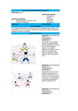 SESION DE ENTRENAMIENTO INICIACION
DURACION: 60 min
OBJETIVO PRINCIPAL:
-
Desplazamientos y posición inicial.
-
Toque de ante