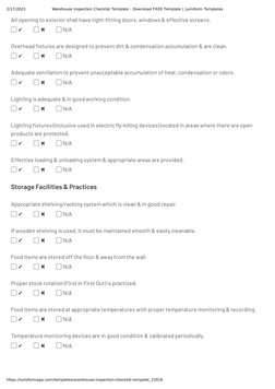 2/17/2023
Warehouse Inspection Checklist Template - Download FREE Template | Lumiform Templates
https://lumiformapp.com/templ
