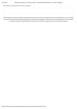 2/17/2023
Warehouse Inspection Checklist Template - Download FREE Template | Lumiform Templates
https://lumiformapp.com/templ