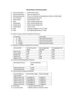 Thumb Rules for Civil Construction | PDF | Concrete | Building