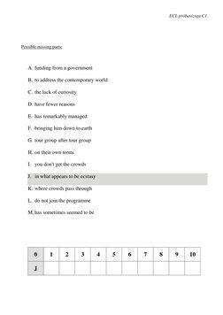 ECL próbavizsga C1 
 
 
 
 
 
Possible missing parts: 
 
 
 
A. funding from a government 
B. to address the contemporary wor