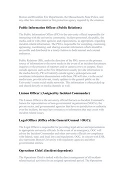 Boston and Brookline Fire Departments, the Massachusetts State Police, and 
any other law enforcement or fire protection agen