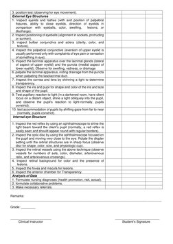 Eye Assessment Performance Checklist | PDF | Human Eye | Visual Acuity