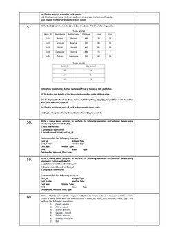 (vi) Display average marks for each gender.
(vii) Display maximum, minimum and sum of average marks in each scode.
(viii) Dis