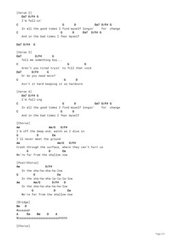 [Verse 2]
   
 
 
   I’m fall-in'
                                           
 
 
   In all the good times I find myself long