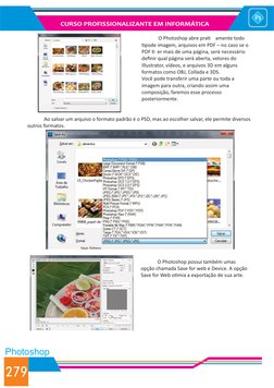 CURSO PROFISSIONALIZANTE EM INFORMÁTICA
279
Photoshop
 
O Photoshop abre praƟ
amente todo 
Ɵpode imagem, arquivos em PDF – no