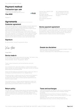 Payment method
Your verizon receipt continued
Transaction type :sale
Transactions are charged in USD
I agree to pay the below