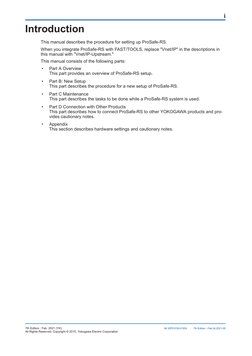 Introduction
This manual describes the procedure for setting up ProSafe-RS.
When you integrate ProSafe-RS with FAST/TOOLS, re