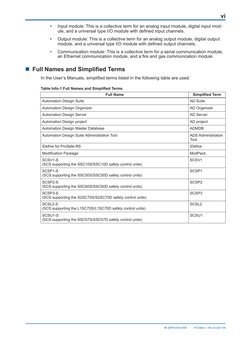 •
Input module: This is a collective term for an analog input module, digital input mod-
ule, and a universal type I/O module