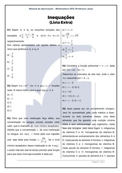 Manual da Aprovação – Matemática UFU (Professor Jazz) 
Página 1 de 5 
 
Inequações 
(Lista Extra) 
 
01) Sejam 
I
S  e 
II
S
