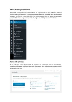 Menú de navegación lateral
Desde esta barra podremos acceder a todas las páginas desde las que podremos gestionar
nuestro blo