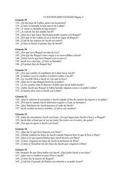CUESTIONARIO GENESIS Página 5
Génesis 29
134. ¿De las hijas de Labán, quien era la pastora?
135. ¿Cómo se llamaba la hija may
