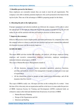 Human Resource Management  (BEBA55A) 
UNIT-1 
 
Jawahar Science College, Block-14, Neyveli. 
Page 4 of 18 
 
 5. Identifies p