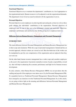 Human Resource Management  (BEBA55A) 
UNIT-1 
 
Jawahar Science College, Block-14, Neyveli. 
Page 8 of 18 
 
Functional Objec