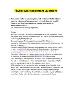 Class 10 Physics Important Questions | PDF | Eye | Electrical Engineering