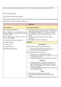 175%, un porcentaje de adecuación de proteínas de 66,20 % y un porcentaje de adecuación de grasas del 57,50%.
P: NB-2.1 Inact