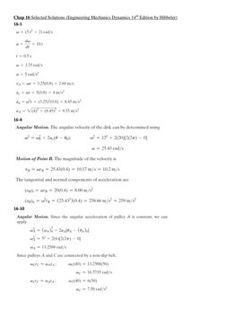 Selected Solutions for Dynamics Chapter 16 | PDF