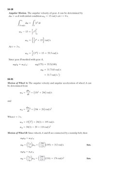 Selected Solutions for Dynamics Chapter 16 | PDF