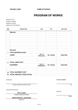 Program of Works Template for Schools | PDF | Business