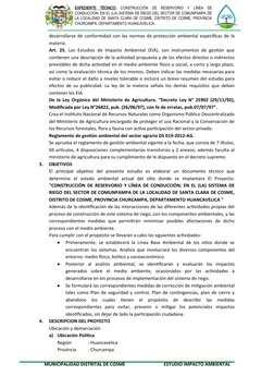 EXPEDIENTE  TÉCNICO: CONSTRUCCIÓN  DE  RESERVORIO  Y  LÍNEA  DE
CONDUCCIÓN; EN EL (LA) SISTEMA DE RIEGO DEL SECTOR DE COMUNPA