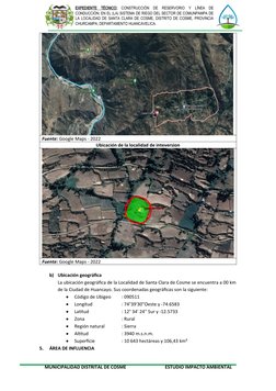 EXPEDIENTE  TÉCNICO: CONSTRUCCIÓN  DE  RESERVORIO  Y  LÍNEA  DE
CONDUCCIÓN; EN EL (LA) SISTEMA DE RIEGO DEL SECTOR DE COMUNPA