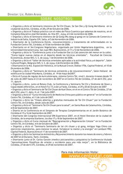 SOBRE NOSOTROS:
Director: Lic. Rubén Arana
Para más información Visite:
www.centrotai.com
• Organizo y dicto el Seminario int