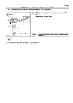 DIAGNOSTICOS
−
SISTEMA COMPLEMENTARIO DE SUJECIÓN
05−1353
H01000
C89244
D2+
D2−
H41479
Conjunto
central
del
sensor
del airbag