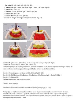 Carreira 19: 4pb, 10pb, 4pb, 9pb, 1pb (29) 
Carreira 20: 1pb, 1 dimin, 1pb, 10pb, 1 pb, 1 dimin, 2pb, 10pb (fig 09) 
Carreir