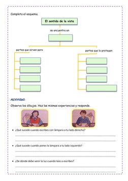 Completa el esquema. 
 
 
 
 
 
 
 
 
 
 
 
 
 
 
 
Actividad:  
Observa los dibujos. Haz las mismas experiencias y respond