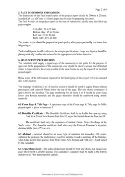 Page 2 of 9 
5. PAGE DIMENSIONS AND MARGIN:  
The dimensions of the final bound copies of the project report should be 290mm