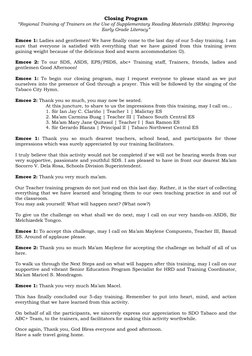 Closing Program for Trainer Seminar | PDF