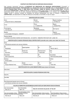 CONTRATO DE PRESTAÇÃO DE SERVIÇOS EDUCACIONAIS
Pelo presente instrumento particular de CONTRATO DE PRESTAÇÃO DE SERVIÇOS EDUC