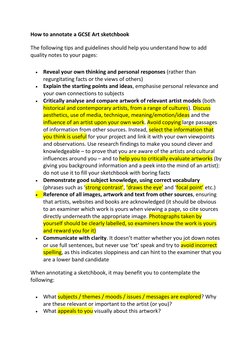 GCSE Art Sketchbook Annotation Tips | PDF | Composition (Visual Arts ...