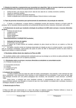 6. Seleção de materiais e equipamentos que necessitam ser adquiridos: liste os recursos materiais que precisam
ser encaminhad