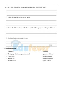 Class 7 Computer Revision Worksheet | PDF | Application Software | Software