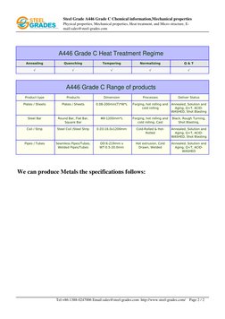 A446 Grade C Steel Datasheet Overview | PDF | Rolling (Metalworking ...
