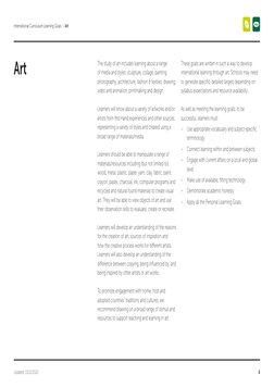 8
Updated: 13/12/2022
International Curriculum Learning Goals  |  Art
The study of art includes learning about a range 
of me
