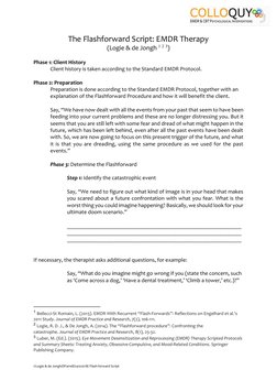 ©Logie & de Jongh/DFarrell/24102018/ Flash-forward Script 
 
The Flashforward Script: EMDR Therapy 
(Logie & de Jongh 1 2