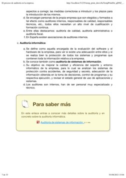 aspectos a corregir, las medidas correctoras a introducir y los plazos para
la introducción de los mismos.
d. Se encargan per