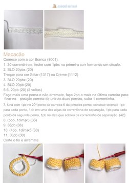 Comece com a cor Branca (8001).
1. 20 correntinhas, feche com 1pbx na primeira corr formando um circulo.
2. BLO 20pbx (20)
Tr