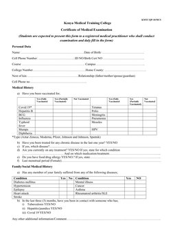 KMTC Medical Examination Certificate Form | PDF | Vaccines | Immunology