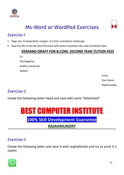 (https://www.anilcomputers.guru/)Ms-Word or WordPad Exercises
Exercise-1
Exercise-2
Create the following Letter Head and sav