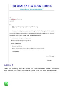 Exercise-5
create the following BIO-DATA FORM and save with name biodata and check
print preview and save it two formats (wor