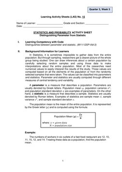 1 
 
Learning Activity Sheets (LAS) No. 15 
 
Name of Learner:  ___________________ Grade and Section: _________________ 
Dat