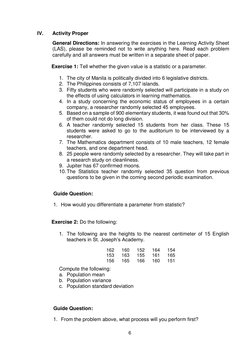 6 
 
IV. 
Activity Proper 
 
General Directions: In answering the exercises in the Learning Activity Sheet 
(LAS), please be