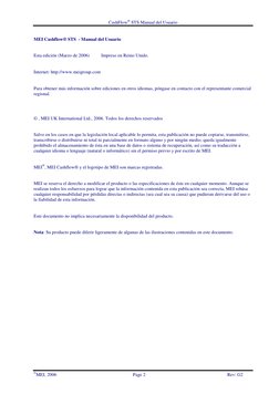 CashFlow STS Manual del Usuario
MEI, 2006
Page 2
Rev: G2
MEI Cashflow® STS  - Manual del Usuario
Esta edición (Marzo de 200