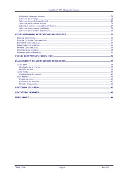 CashFlow STS Manual del Usuario
MEI, 2006
Page 4
Rev: G2
Edición de elementos de texto.....................................