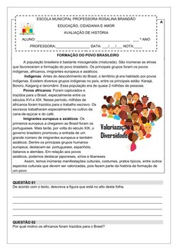 Atividades sobre a Formação do Povo Brasileiro | PDF | Brasil | Brasileiros