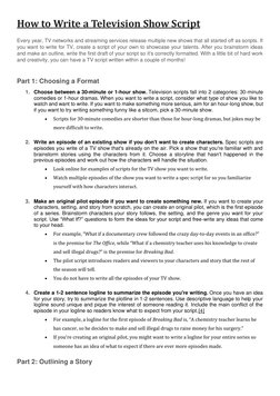Writing a TV Show Script Guide | PDF | Screenplay